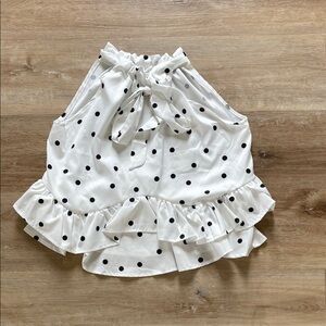 Polka Dot Ruffle tank top - White and Black